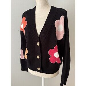 INDUSTRY Black Daisy Cardigan Sweater Women’s Size‎ Medium